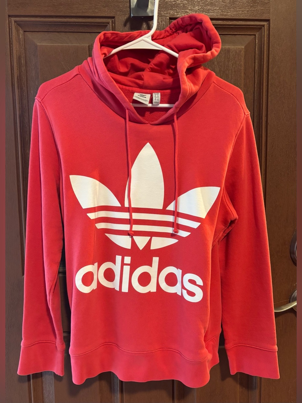 adidas Pink Trefoil Logo Pullover Hoodie Sz M